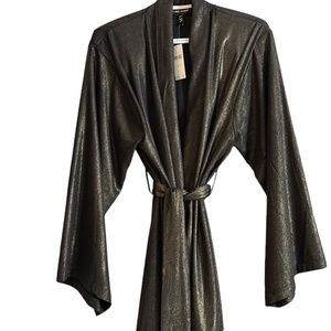 Anthropologie "In Our Nature" Black with gold thread kimono, One Size. Brand New